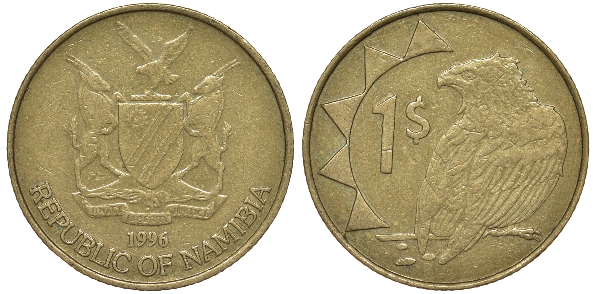 Намибия 1 доллар 1996 орел KM 4 латунь 4163-1052