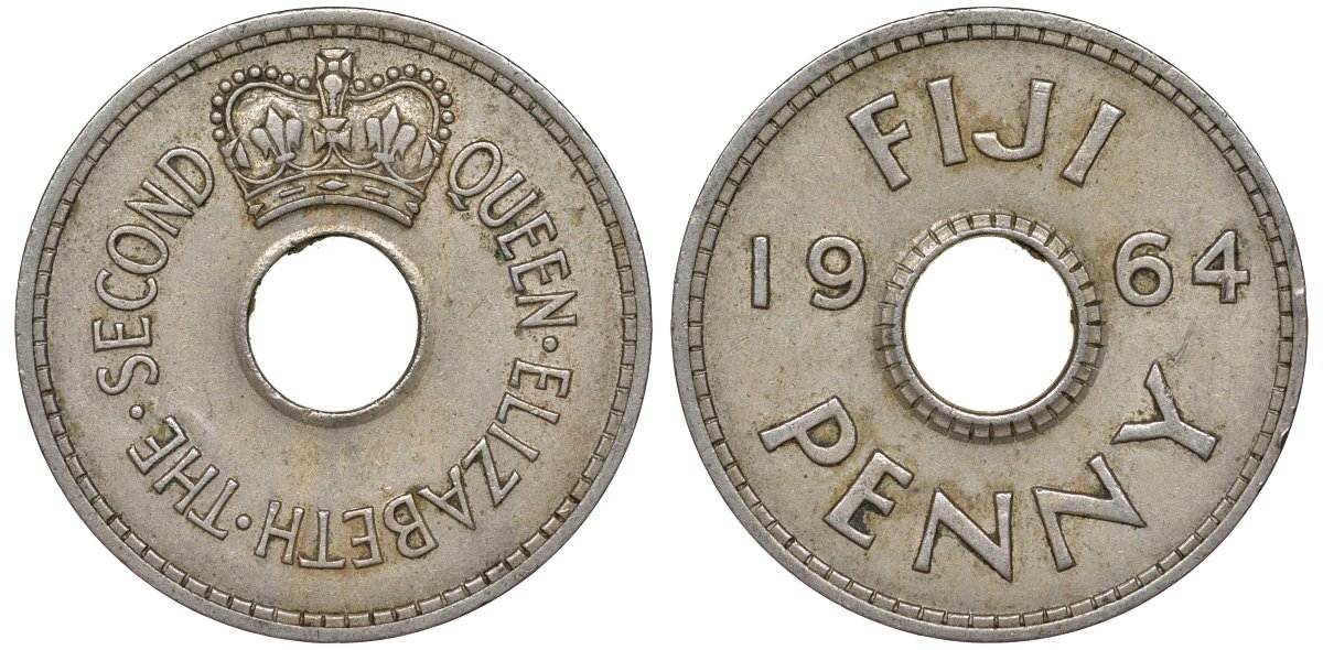 Фиджи 1 пенни 1964 Елизавета II (1952- ) KM 21 медно-никель 51-2715