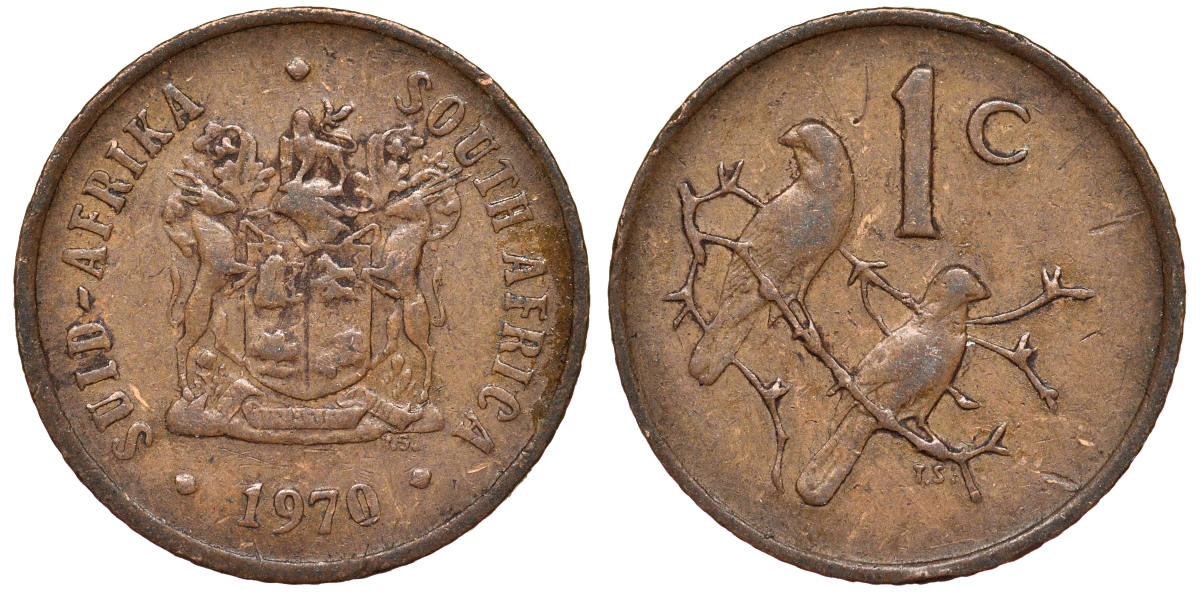 ЮАР 1 цент 1970 KM 82 бронза 4164-565