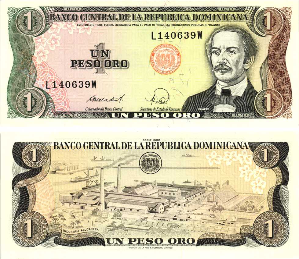 Доминиканская Республика 1 песо 1988 Хуан Пабло Дуарте Pick 126 с бумага UNC (пресс) 8592-46-2-1