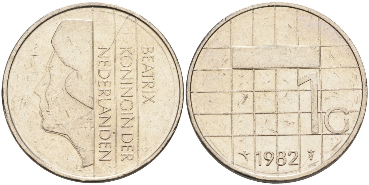 Нидерланды 1 гульден 1982 Беатрикс (1980-2013) KM 205 никель 4171-135