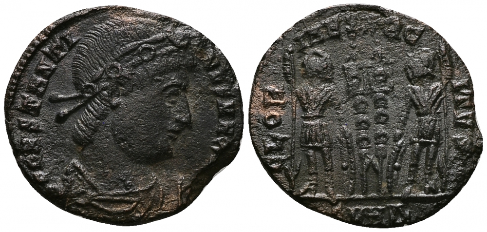 Римская Империя нуммий 330 - 333 Константин I Великий GLORIA EXERCITVS Гераклея Good Very fine (степень редкости R3) RIC 111 бронза 1073-6-55