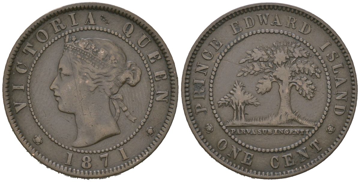 Остров Принца Эдуарда, Канада 1 цент 1871 Виктория (1837-1901) KM 4 бронза 95-212