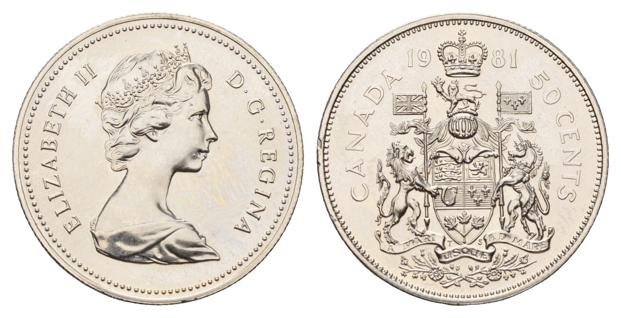 Канада 50 центов 1981 Елизавета II (1952-2022), герб KM 75.3 никель PROOF-LIKE (BU) 603-743