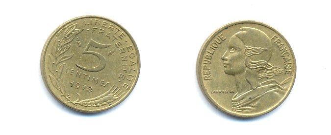 ФРАНЦИЯ 5 САНТИМОВ 1978 ТИП MARIANNE KM 933 медь алюминий никель 4379-561