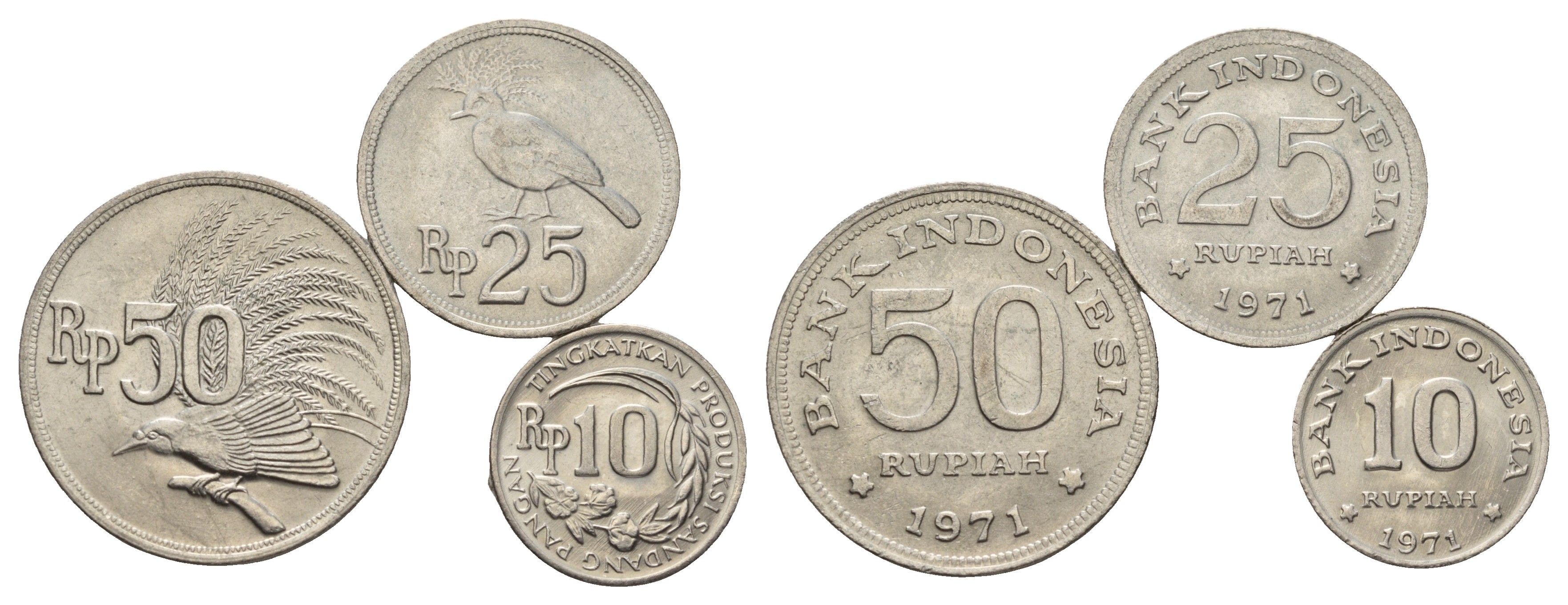 Индонезия набор из 3 монет (10, 25 и 50 рупий) 1971 год-тип KM 33, 34 и 35 UNC 3459-1136-1137