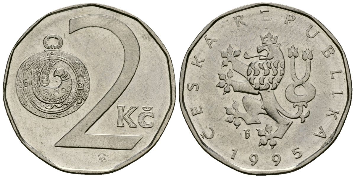 Чехия 2 кроны 1995 KM 9 сталь плакированная никелем 4167-945