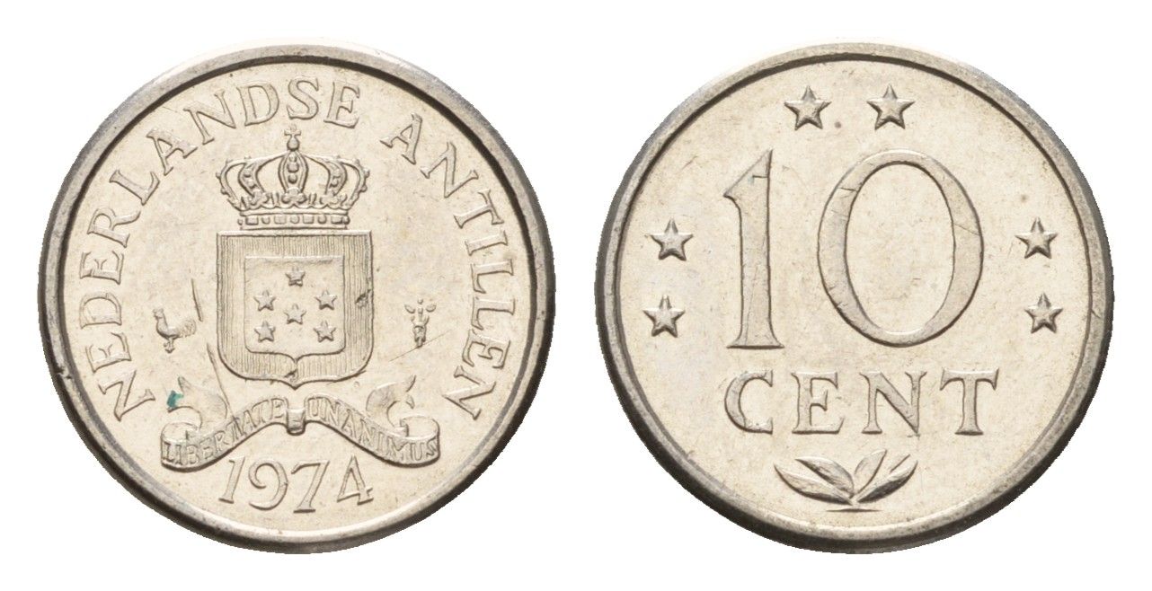 Нидерландские Антильские острова (Нидерландские Антилы) 10 центов 1974 Юлиана (1948-1980) KM 10 никель 4669-1267