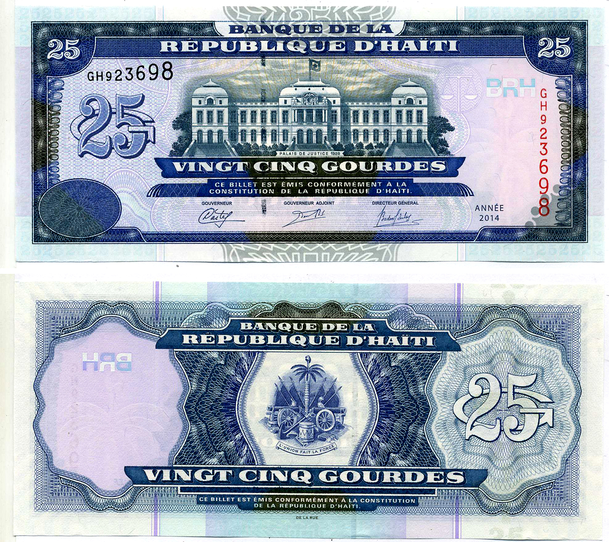 Гаити 25 гурд 2014 TDLR Pick 266e бумага UNC (пресс) 2197-28-1-1