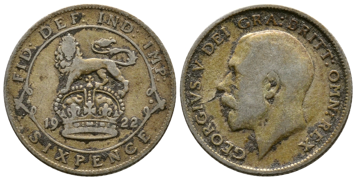 Великобритания 6 пенсов 1922 Георг V (1910-1936) KM 815а.1, Spink 4024 серебро 4178-121