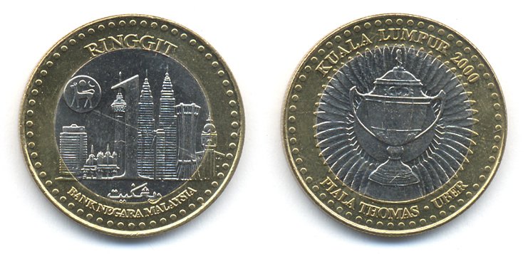 Малайзия 1 ринггит 2000 кубок биметалл UNC 00-00