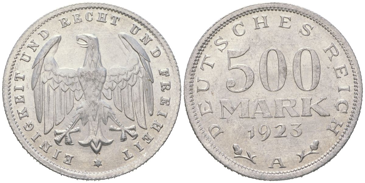 Германия 500 марок 1923 A KM 36 алюминий aUNC 33-354