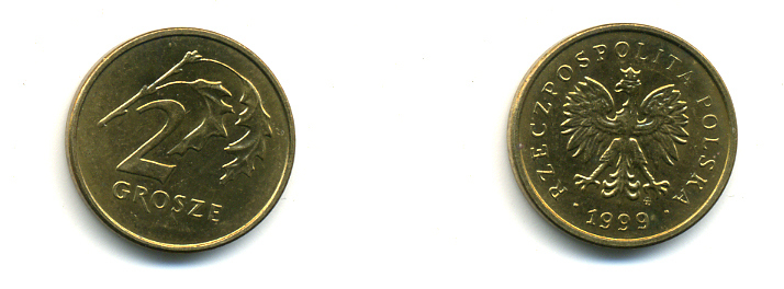 Польша 2 гроша 1999 MW KM 277, Parchimowicz 702f латунь UNC 3999-1124