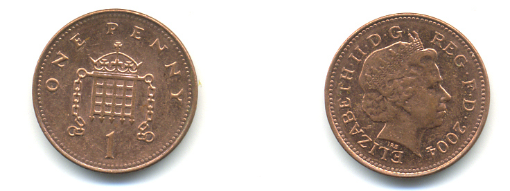 Великобритания 1 пенни 2002 Елизавета II (1952-2022) KM 986, Spink 4710 (B5) сталь плакированная медью 177-552