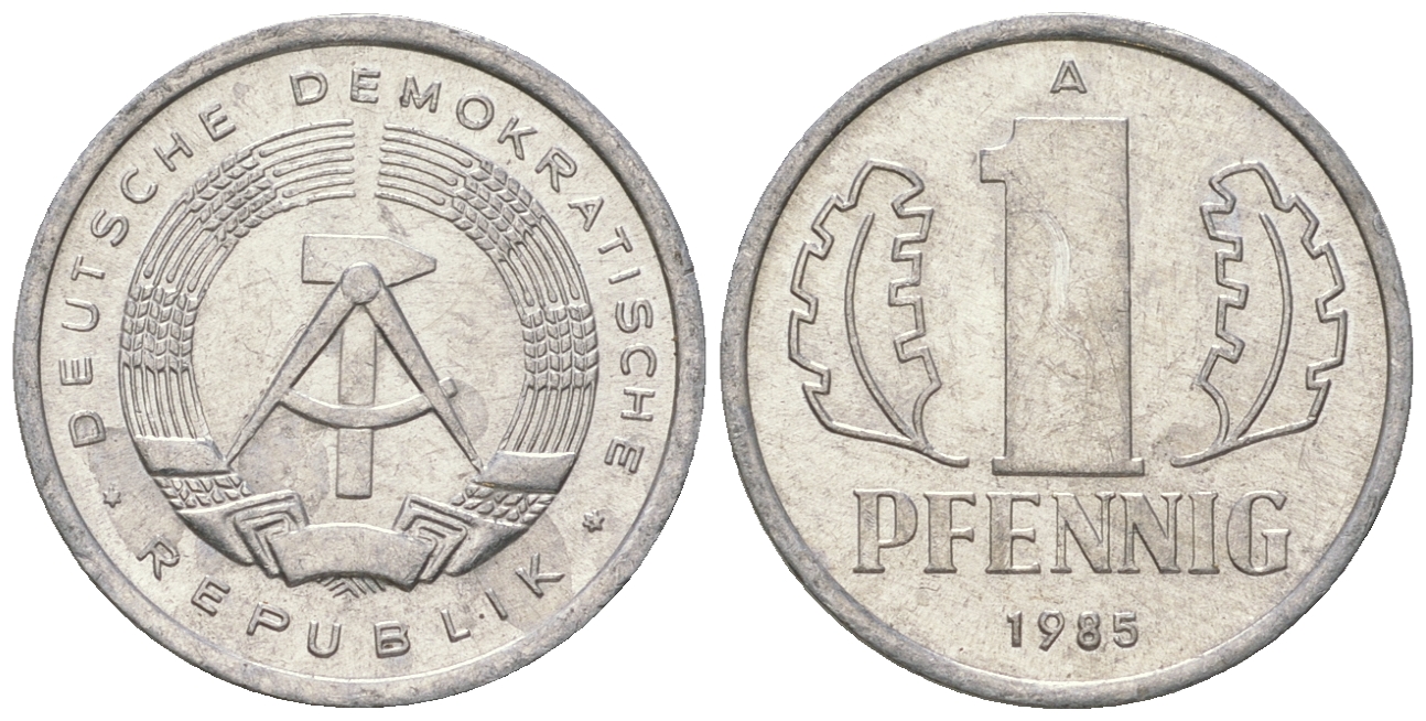 ГДР 1 пфенниг 1985 А KM 8.2 алюминий 4651-128