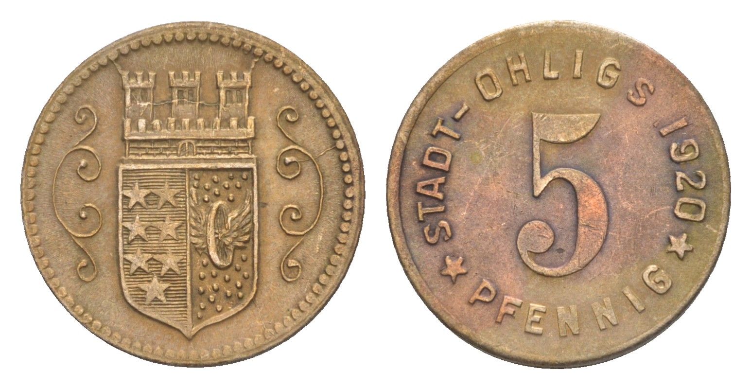 Олигс 5 пфеннигов 1920 Funck 404.3, Men18 24920.1 железо 4639-216