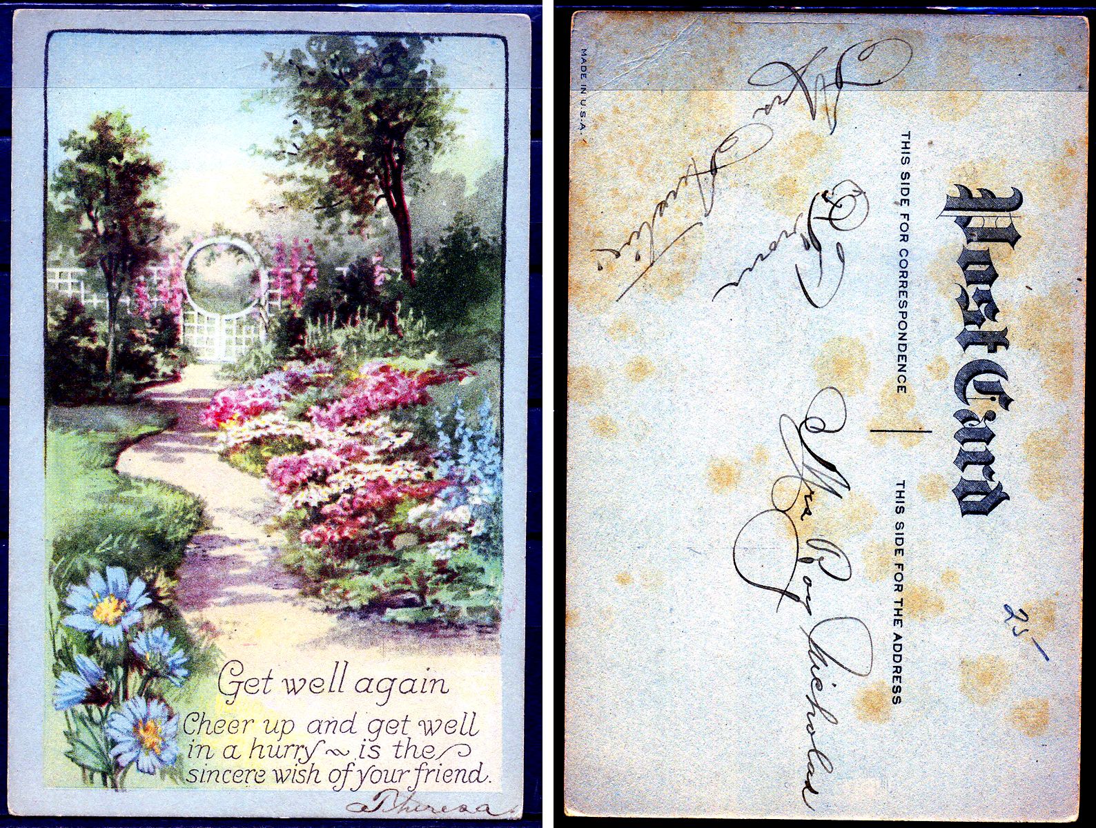 США post card - открытка пожелание выздоровления 2193-66