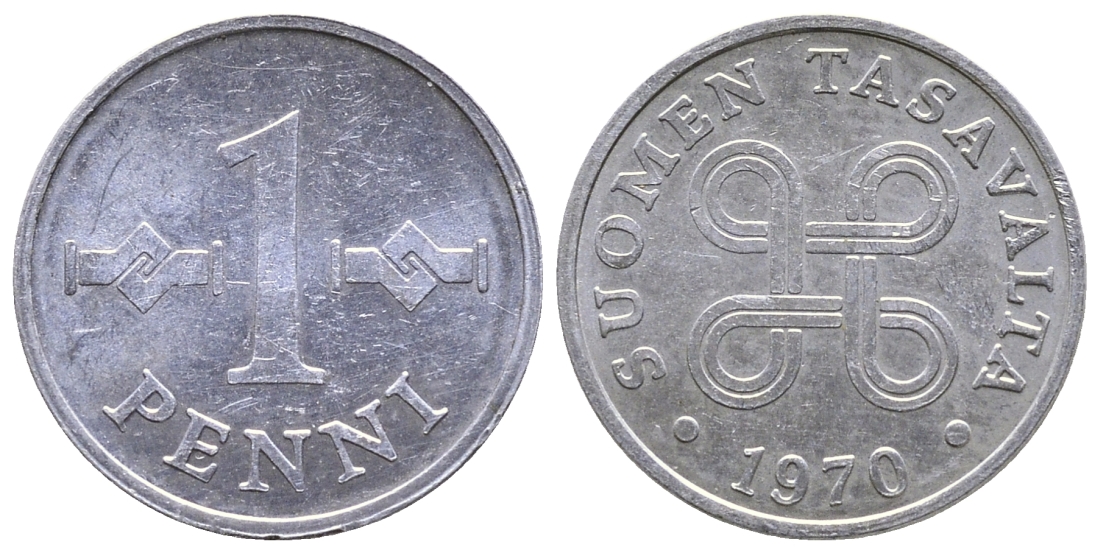 ФИНЛЯНДИЯ 1 ПЕННИ 1970 KM 44a алюминий 4379-312