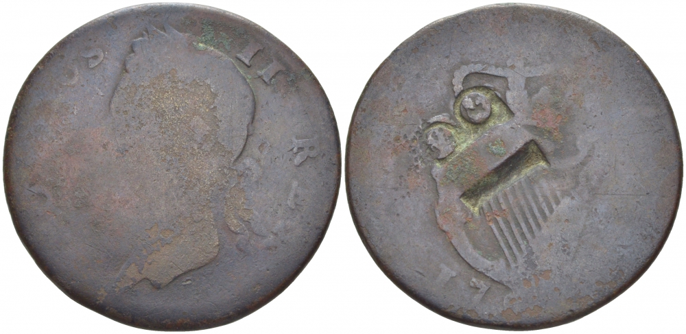 ИРЛАНДИЯ 1/2 ПЕННИ 17XX ГЕОРГ II KM 136 медь 51-317