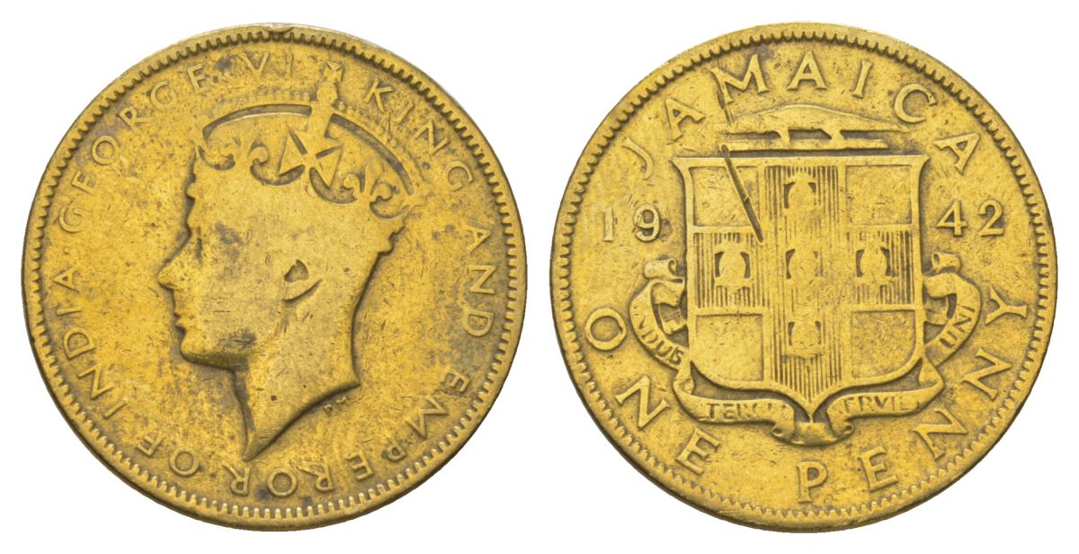 Ямайка 1 пенни 1942 KM 32 никель латунь 4628-454