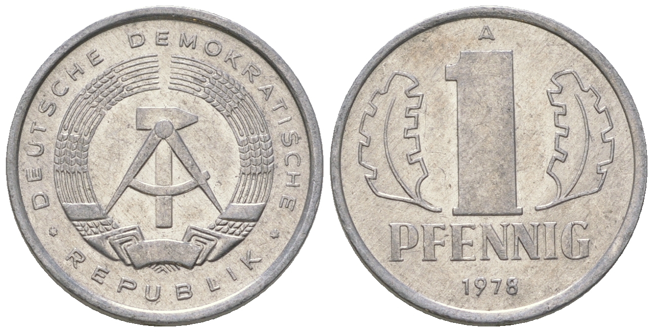 ГДР 1 пфенниг 1978 А KM 8.2 алюминий 4623-338