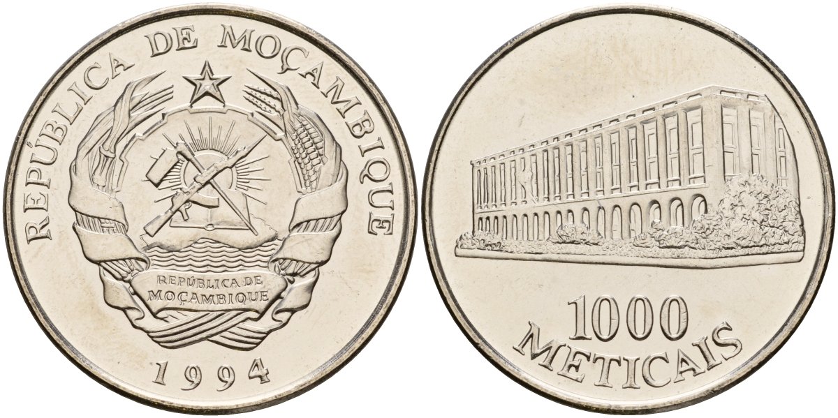 Мозамбик 1000 метикалов 1994 KM 122 сталь плакированная никелем UNC 4593-913