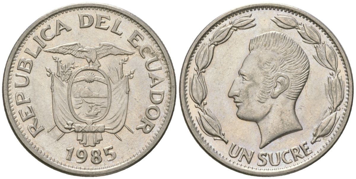 Эквадор 1 сукре 1985 KM 85.1 сталь плакированная никелем aUNC 4511-814