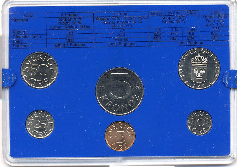 Швеция набор монетного двора из 6 монет 1981 в пластике, Карл XVI Густав (1973- ) KM MS19 UNC 4-3-7-170