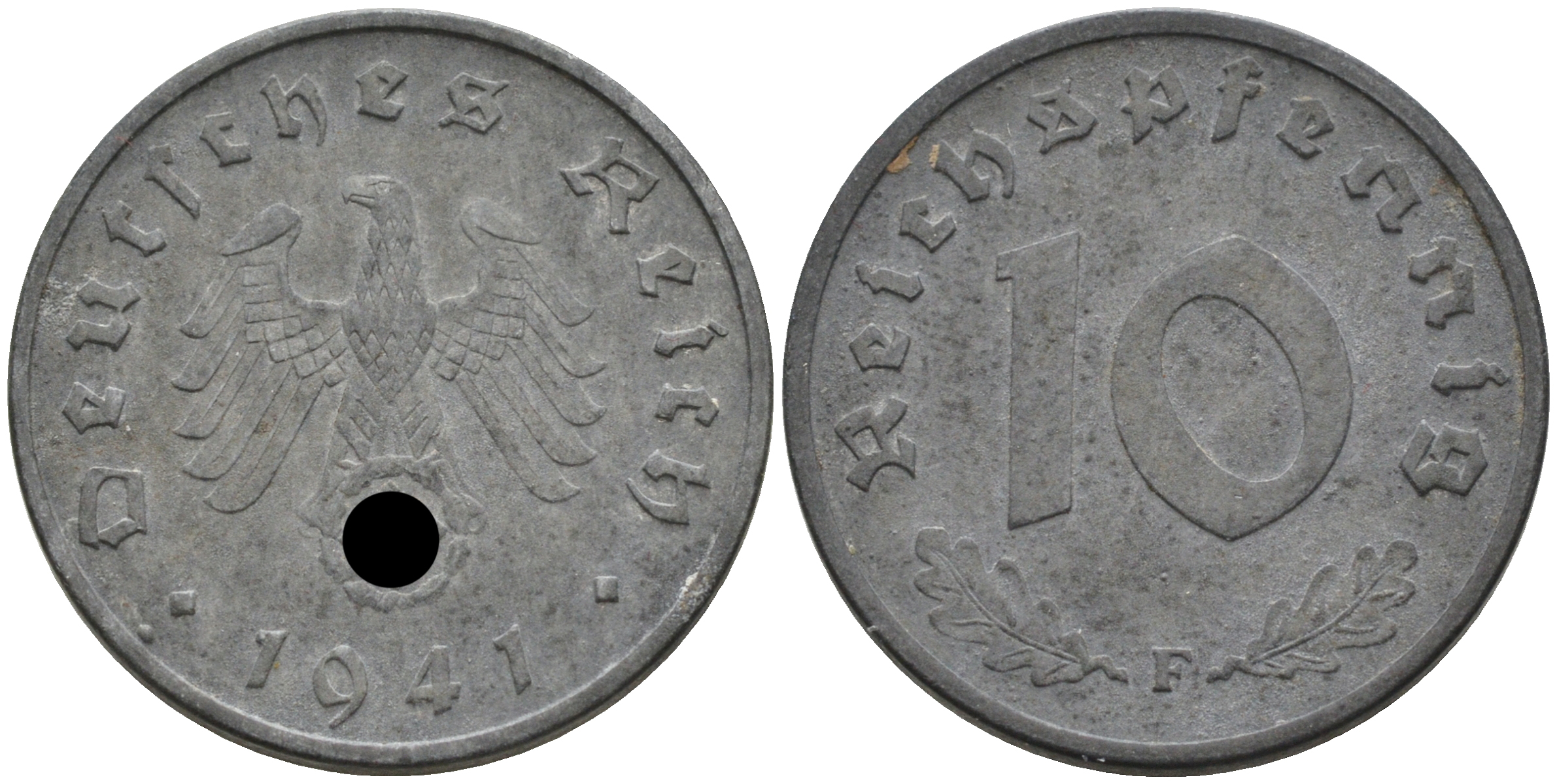 ГЕРМАНИЯ 10 РЕЙХСПФЕННИГОВ 1941 F J. 371, KM 101 цинк 75-241