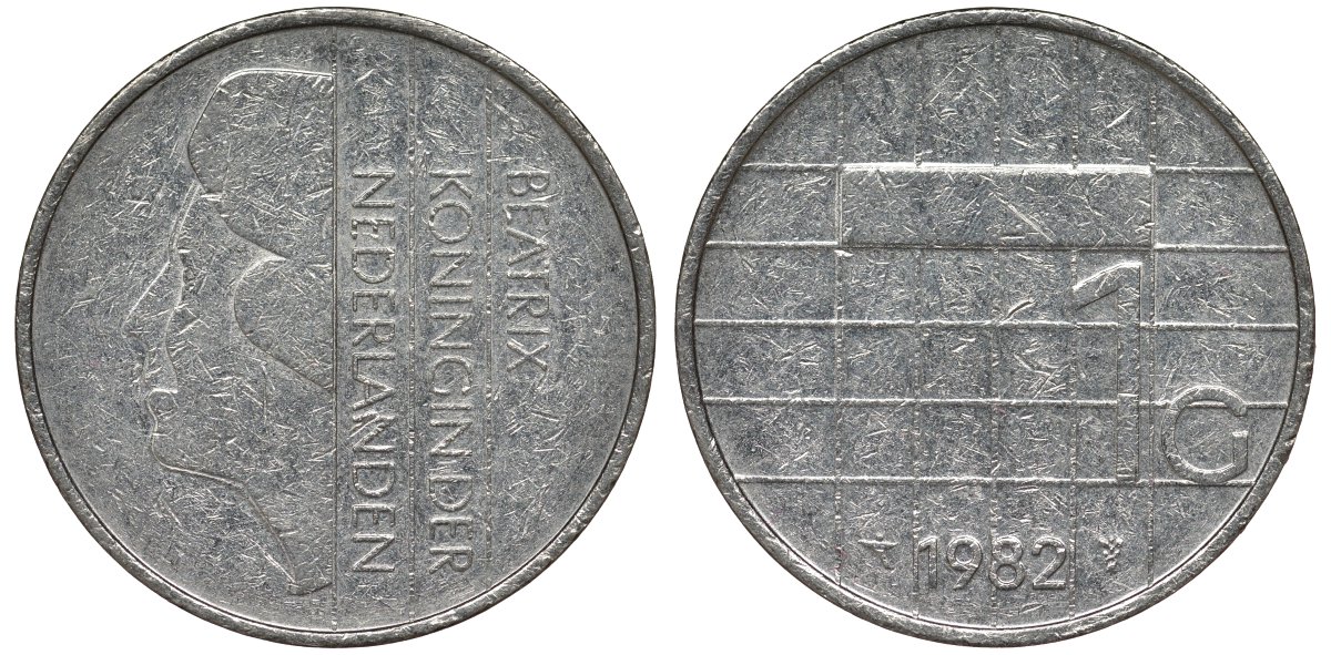 Нидерланды 1 гульден 1982 Беатрикс (1980-2013) KM 205 никель 4122-126