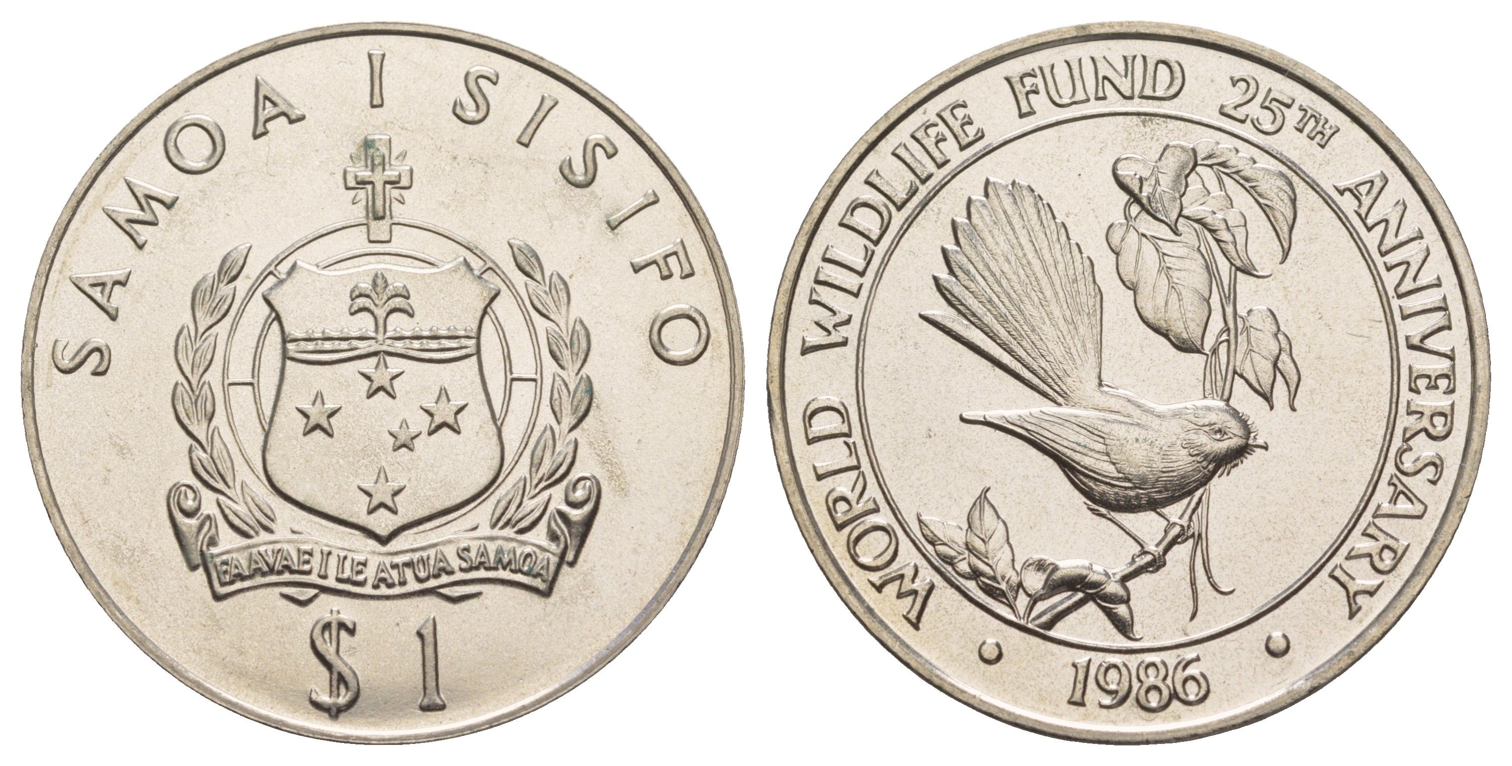 Самоа 1 тала 1986 25 лет Всемирному фонду дикой природы KM 74 медно-никель BU 4125-1224