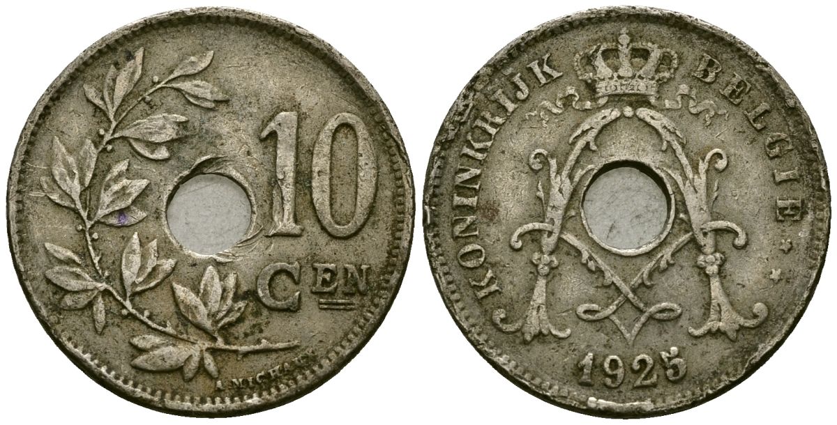 Бельгия 10 сантимов 1925 Belgie KM 86 медно-никель 4172-1257