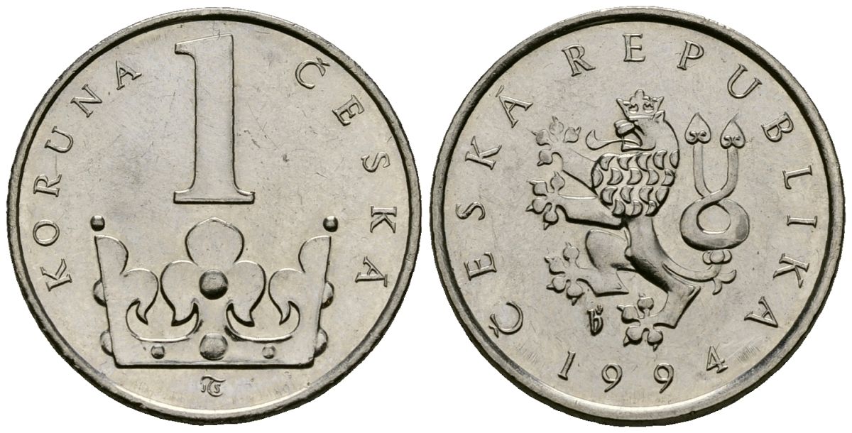 Чехия 1 крона 1994 KM 7 сталь плакированная никелем 4173-1167