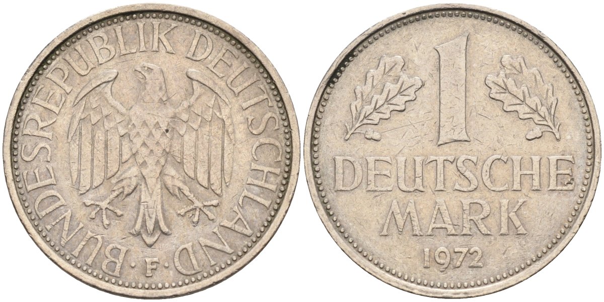 ФРГ 1 марка 1972 F KM 110, J. 385 медно-никель 4586-1147