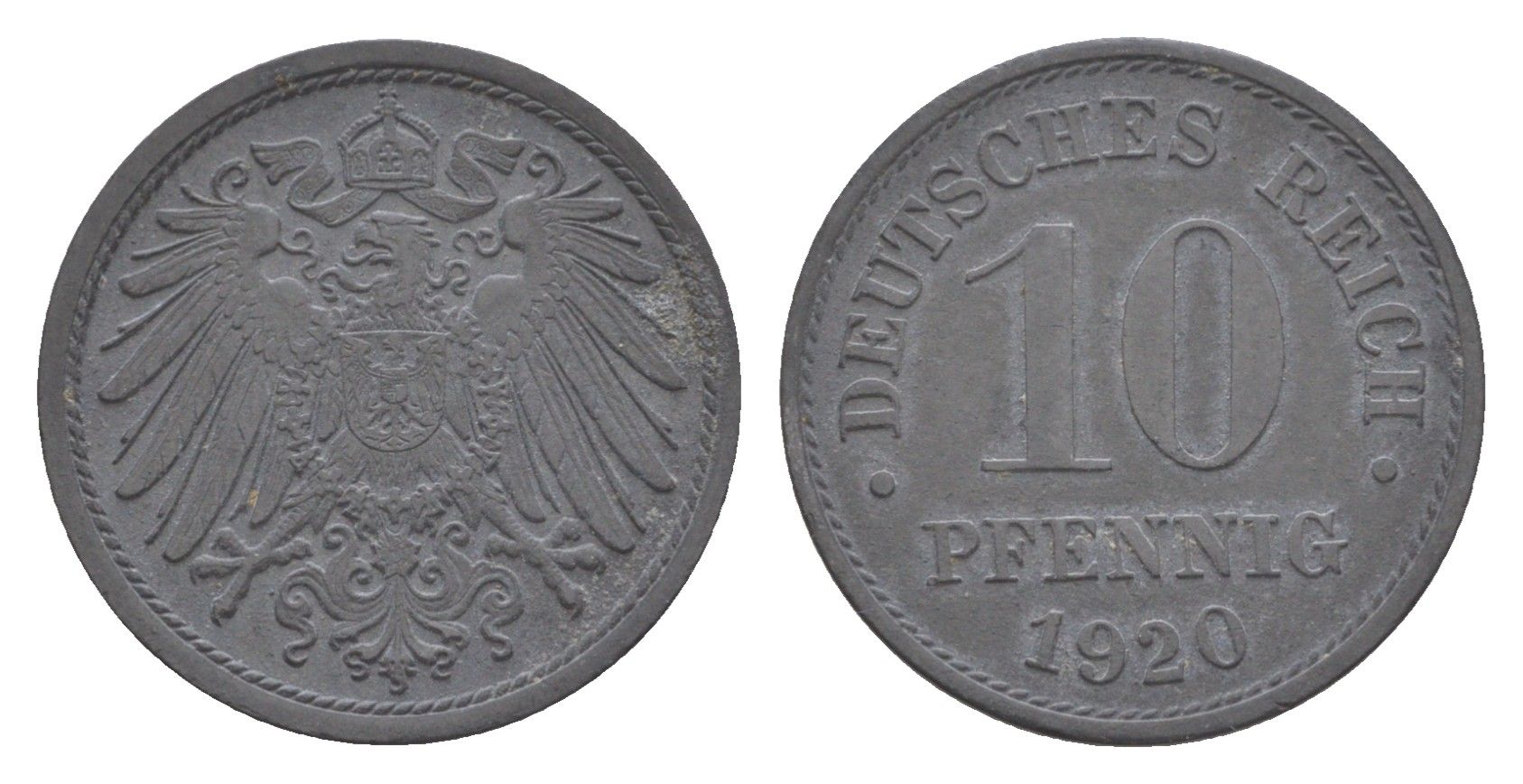 Германия 10 пфеннигов 1920 KM 26, J. 299 цинк 4644-1221