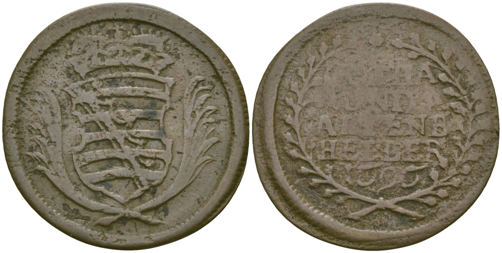 Саксен-Гота-Альтенбург 1 геллер 1696 медь 99-725