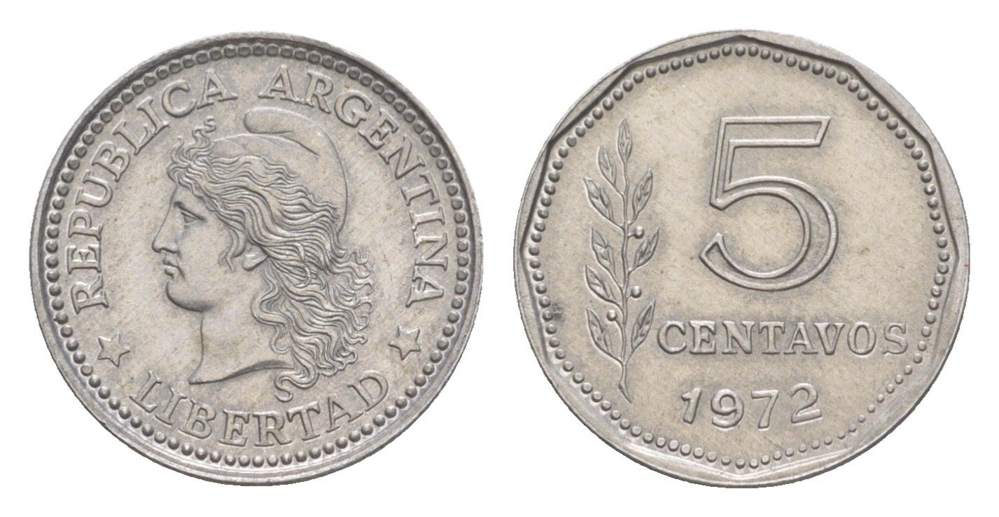 Аргентина 5 сентаво 1972 KM 65 алюминий UNC 4636-311