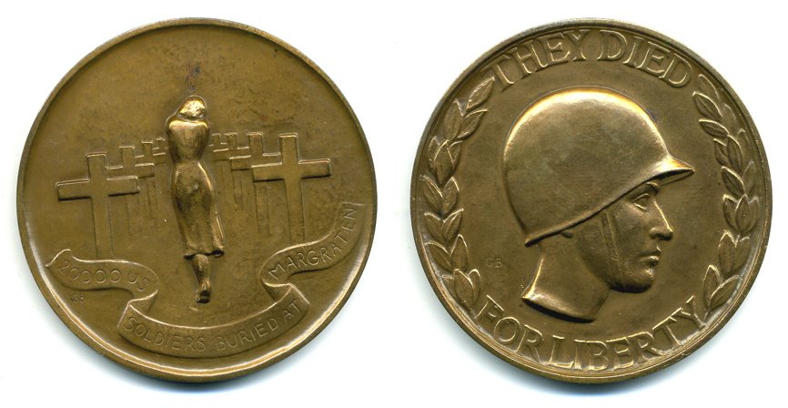 НИДЕРЛАНДЫ МЕДАЛЬ ND В ПАМЯТЬ 20000 ПОГИБШИХ ЗА СВОБОДУ, 54,3 мм, 87,6 гр бронза 1079-1-33