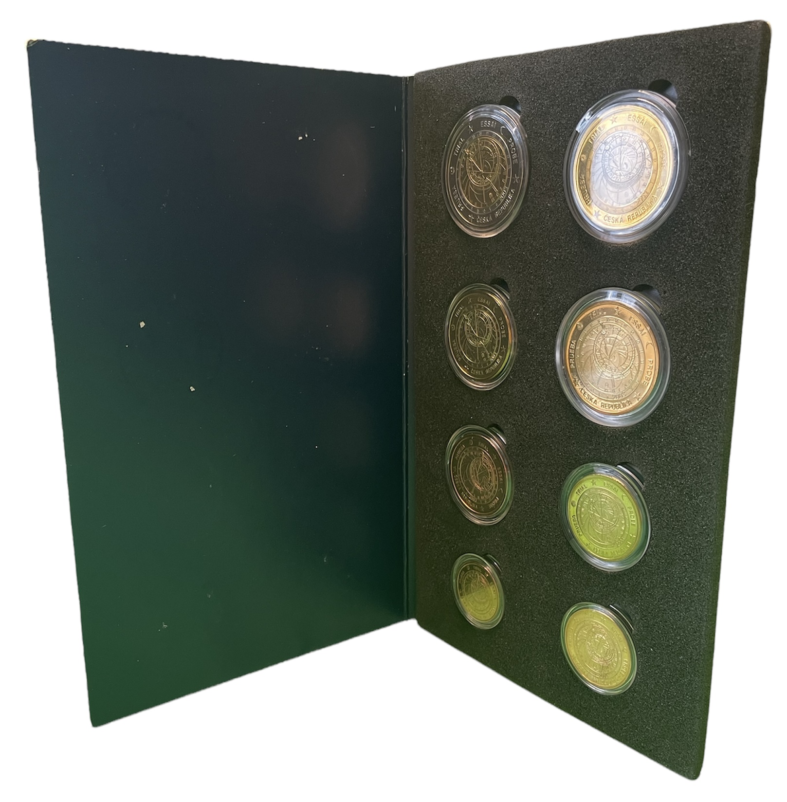 Чехия набор из 8 монет 2003 probe, essai, европробники большого формата, в капсулах и буклете PROOF 3-6-4-41