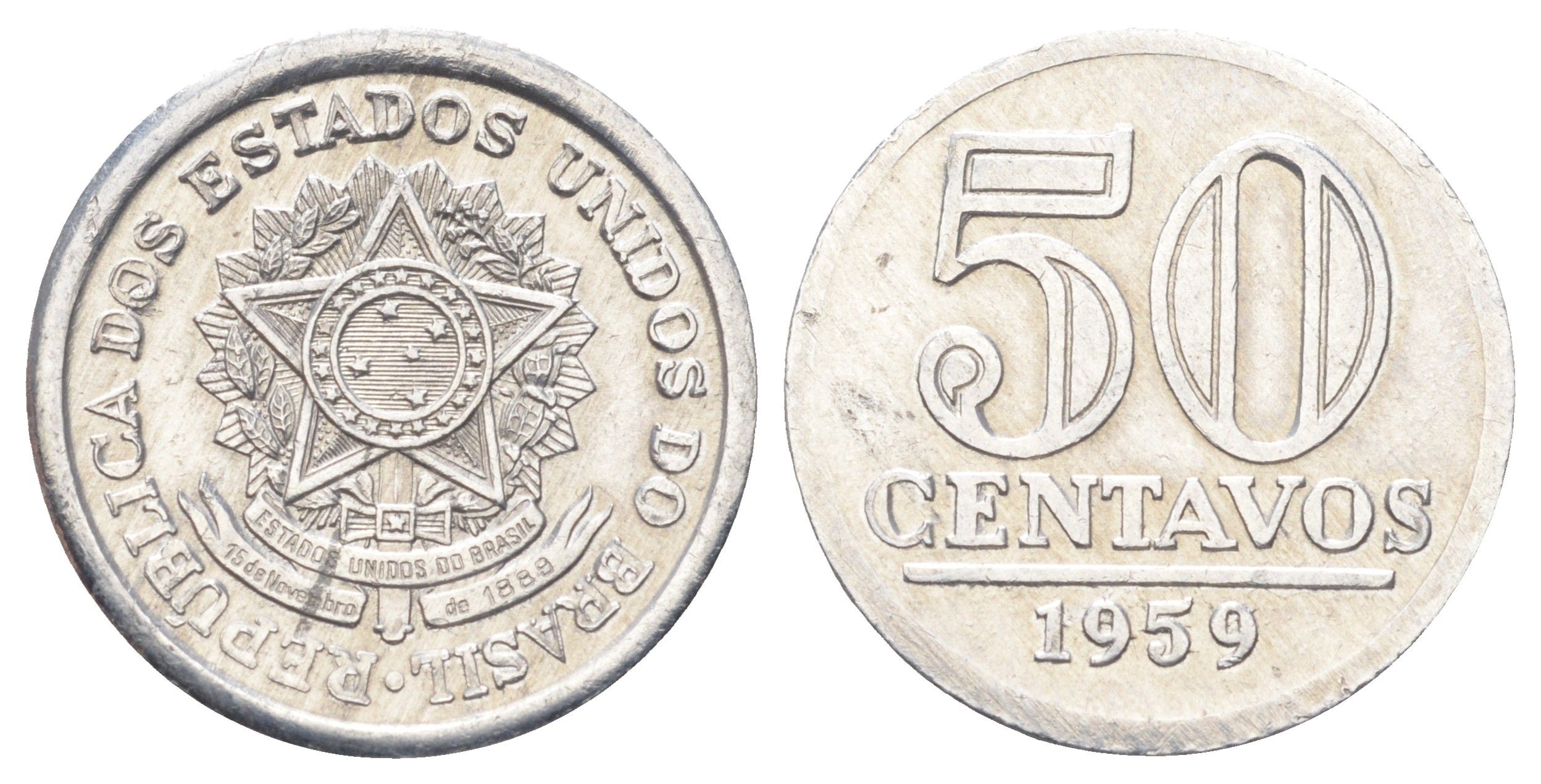 Бразилия 50 сентаво 1959 KM 569 алюминий 4668-1067