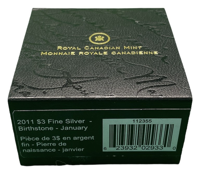 Канада 3 доллара 2011 на день рождения, январь, камень месяца гранат KM NEW серебро PROOF 4-3-4-26