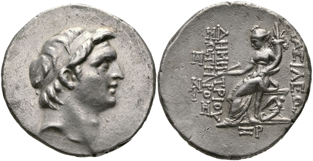 ДРЕВНЯЯ ГРЕЦИЯ, ГОСУДАРСТВО СЕЛЕВКИДОВ ТЕТРАДРАХМА 153 - 152 гг. до н.э. ДЕМЕТРИЙ I СОТЕР, ТИХЕ - ЭЛЛИНИСТИЧЕСКОЕ БОЖЕСТВО СЛУЧАЯ, УДАЧИ И СУДЬБЫ, АНТИОХИЯ, GOOD VERY FINE, 16,40 гр HGC 798 серебро 1073-8-35