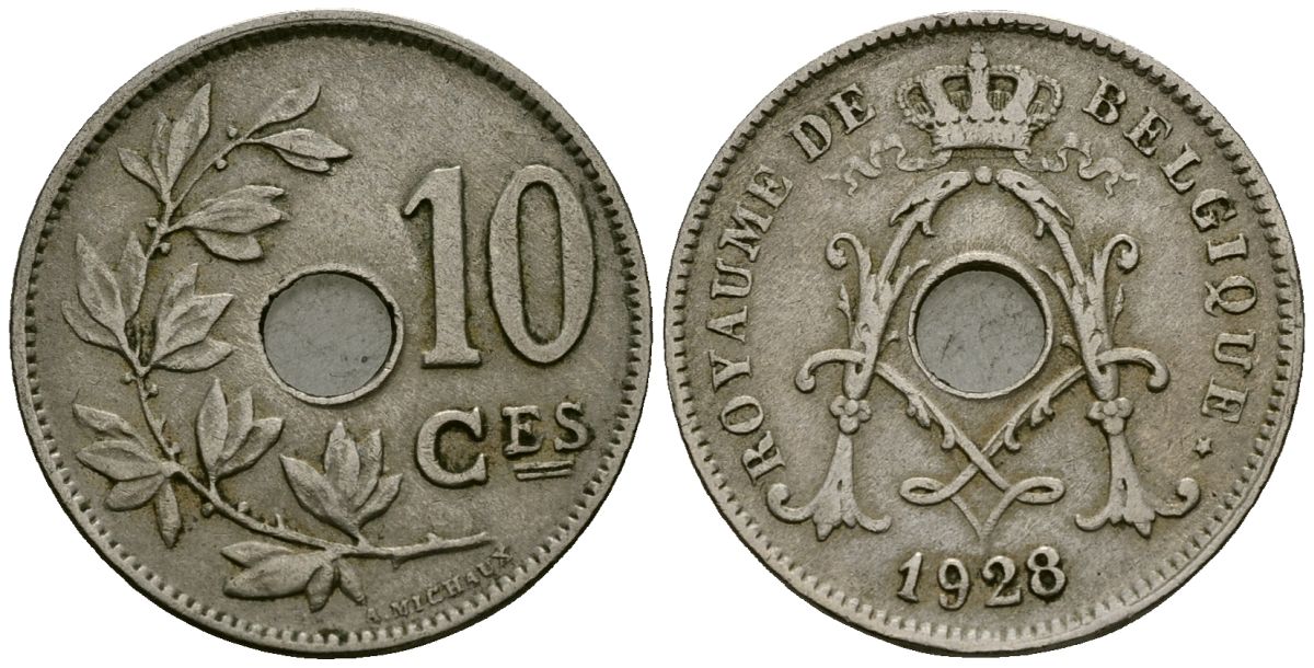 Бельгия 10 сантимов 1928 Belgique KM 85 медно-никель 4172-1033