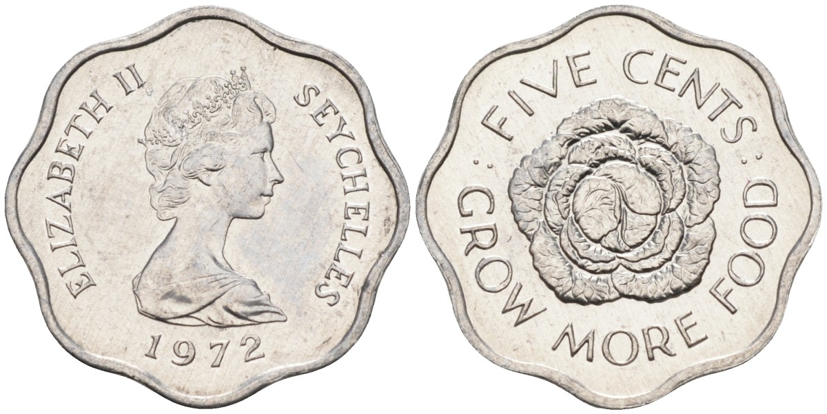 Сейшельские острова 5 центов 1972 FAO, цветок, Елизавета II KM 18 алюминий UNC 4588-646