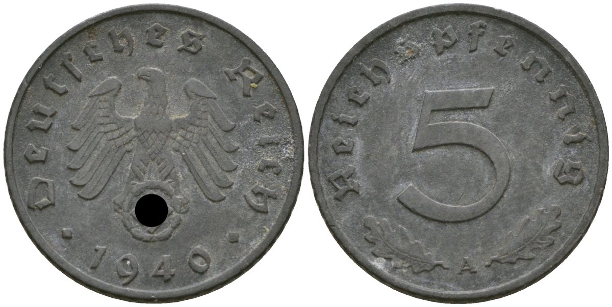 Германия 5 рейхспфеннигов 1940 A KM 100 цинк 4169-436