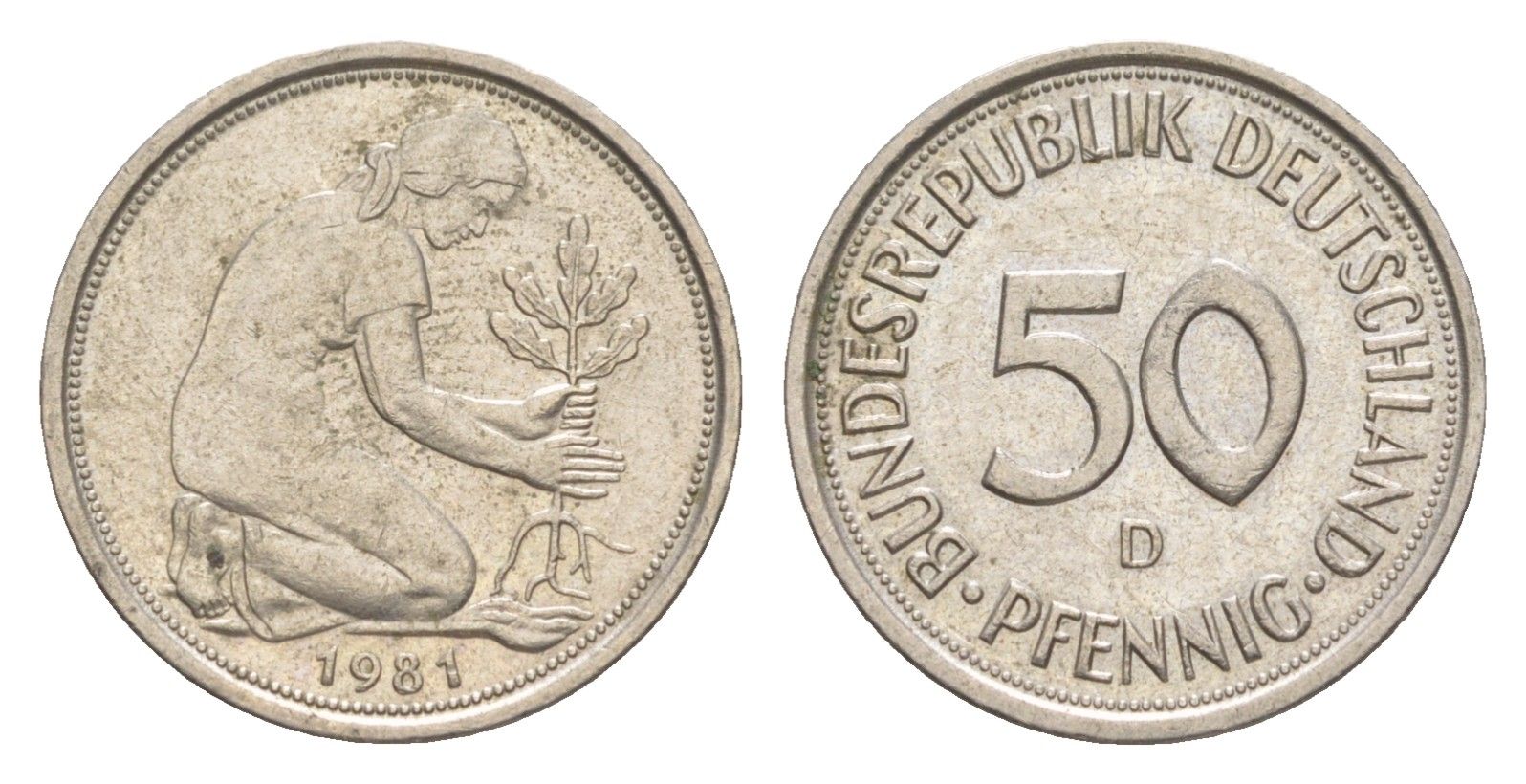 ФРГ 50 пфеннигов 1981 D KM 109.2, J. 384a медно-никель 4632-262