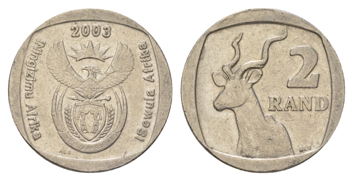 ЮАР 2 ранда 2003 KM 335 медь плакированная никелем 4626-1242