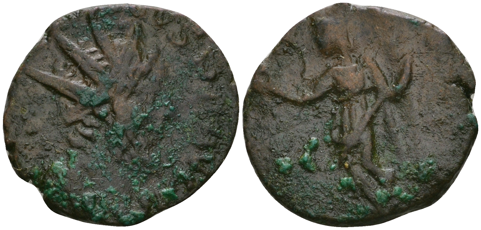 Римская Империя, императоры в Галлии антониниан 271 - 274 Тетрик, IMP TETRICVS P F AVG, бюст императора / PAX AVG, Пация, персонификация Мира RIC 100 биллон 1073-19-97