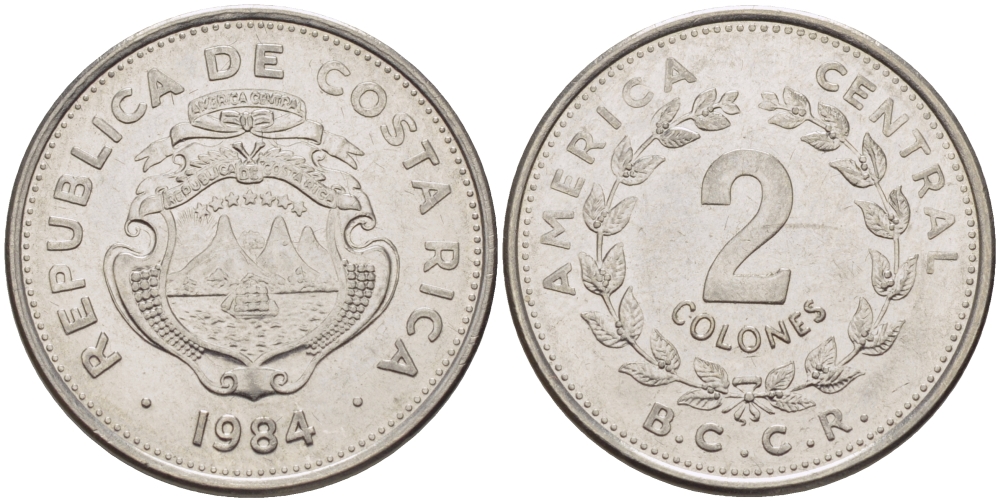 КОСТА-РИКА 2 КОЛОНА 1984 L KM 211.2 нержавеющая сталь 67-1024