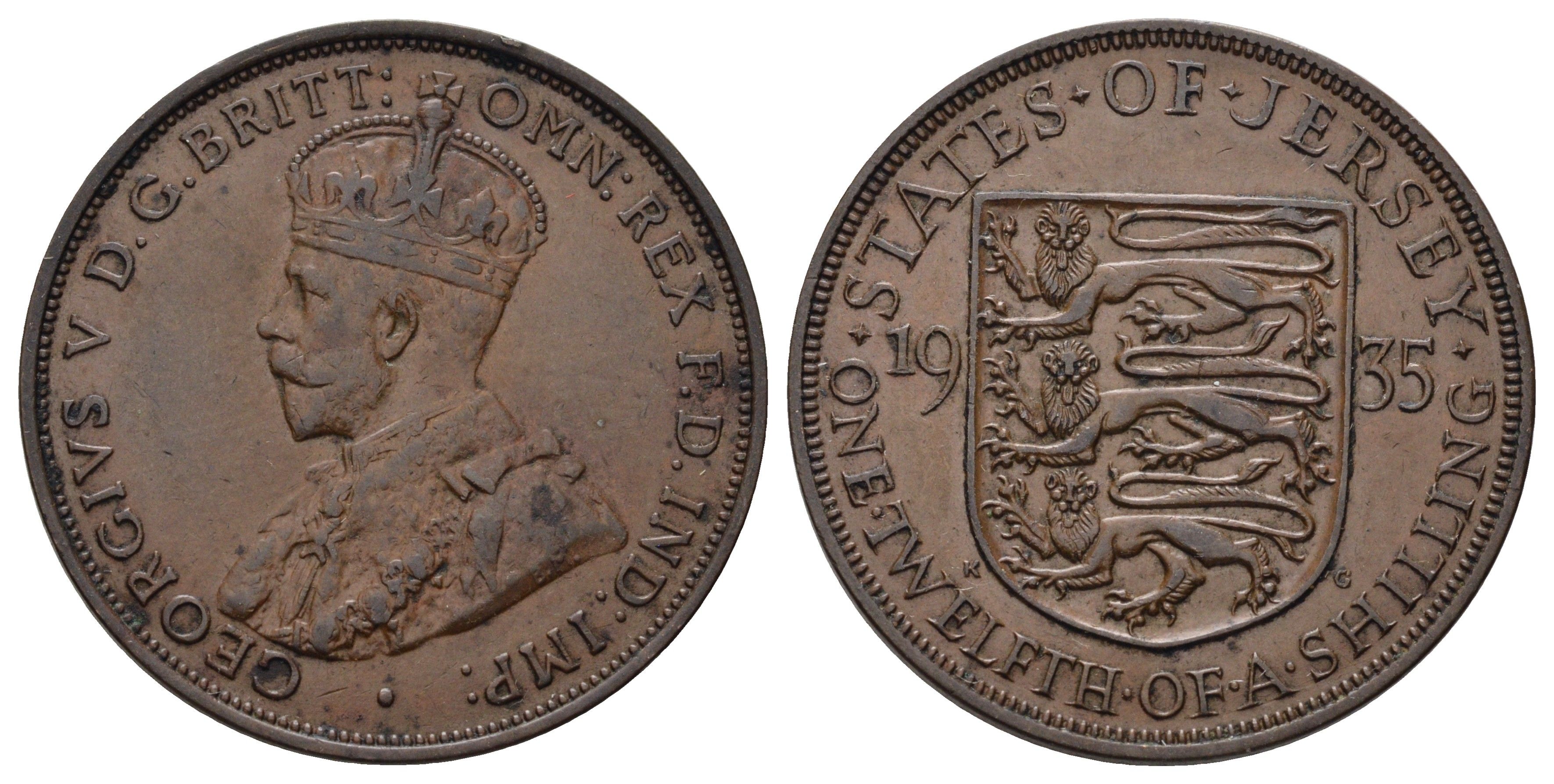 Джерси 1/12 шиллинга 1935 Георг V (1910-1936) KM 16 бронза 4512-512